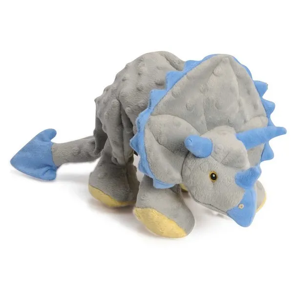 1ea Quaker Mini Frills Dinosaur Grey Triceratops W/Chew Guard - Toys